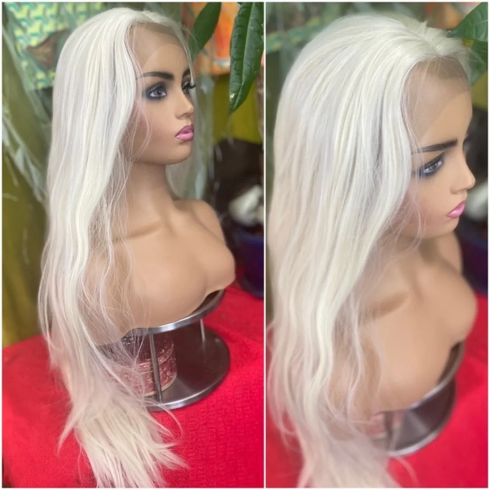 White blonde platinum lace front wig